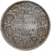 Silver Half Rupee Coin of Victoria Empress of Calcutta Mint of 1888.