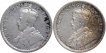 Silver Half Rupee Coins of King George V of Calcutta and Bombay Mint of 1914.