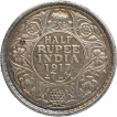 Silver Half Rupee Coin of King George V of Bombay Mint of 1917.