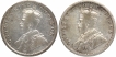 Silver Half Rupee Coins of King George V of Calcutta and Bombay Mint of 1922.