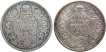 Silver Half Rupee Coins of King George V of Calcutta and Bombay Mint of 1924.