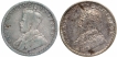 Silver Half Rupee Coins of King George V of Calcutta and Bombay Mint of 1924.