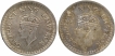 Silver Half Rupee Coins of King George VI of Bombay Mint of 1944.