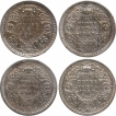 Silver Half Rupee Coins of King George VI of Bombay and Lahore Mint of 1943,1944 and 1945.