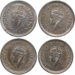 Silver Half Rupee Coins of King George VI of Bombay and Lahore Mint of 1943,1944 and 1945.