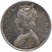 Silver One Rupee Coin of Victoria Queen of Bombay Mint of 1862.