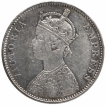 Silver One Rupee Coin of Victoria Empress of Bombay Mint of 1877.