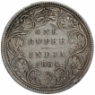 Silver One Rupee Coin of Victoria Empress of Bombay Mint of 1884.