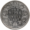 Silver One Rupee Coin of Victoria Empress of Bombay Mint of 1887.