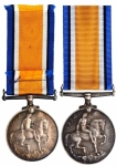 Silver Medals of First World War awarded to R. Bate and E. Hunter.