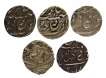 Lot of Five Silver One Eighth Rupee Coins of Mir Mahbub Ali Khan of Hyderabad.