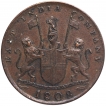 Copper Ten Cash Coin of Soho Mint of Madras Presidency.