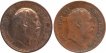 Bronze Half Pice Coins of King Edward VII of Calcutta Mint of 1907.