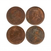 Bronze Half Pice Coins of King George V of Calcutta Mint of 1923, 1924, 1925, 1926.