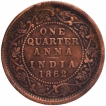 Copper One Quarter Anna Coin of Victoria Queen of Calcutta Mint of 1862.