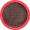 Copper One Quarter Anna Coin of Victoria Queen of Madras Mint of 1862.