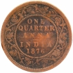 Copper One Quarter Anna Coin of Victoria Queen of Bombay Mint of 1876.