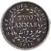 Silver Two Annas Coin of Victoria Queen of Madras Mint of 1841.