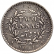 Silver Two Annas Coin of Victoria Queen of  Calcutta Mint of 1841.