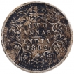 Silver Two Annas Coin of Victoria Queen of Bombay Mint of 1862.