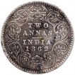 Silver Two Annas Coin of Victoria Queen of Calcutta Mint of 1862.