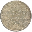 Silver Two Annas Coin of Victoria Queen of Bombay mint of 1874.