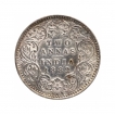 Silver Two Annas Coin of Victoria Empress of Bombay Mint of 1882.