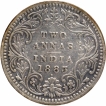 Silver Two Annas Coin of Victoria Empress of Bombay Mint of 1883.