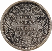 Silver Two Annas Coin of Victoria Empress of Calcutta Mint of 1885.