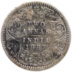 Silver Two Annas Coin of Victoria Empress of Bombay Mint of 1887.