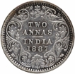 Silver Two Annas Coin of Victoria Empress of Bombay Mint of 1887.