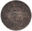 Silver Two Annas Coin of Victoria Empress of Calcutta Mint of 1888.