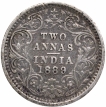 Silver Two Annas Coin of Victoria Empress of Bombay Mint of 1889.