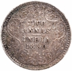 Silver Two Annas Coin of Victoria Empress of Bombay Mint of 1890.