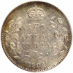 Silver Two Annas Coin of King Edward VII of Calcutta Mint of 1904.