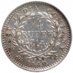 Silver Quarter Rupee Coin of Victoria Queen of Calcutta Mint of 1840.