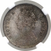 Silver Quarter Rupee Coin of Victoria Queen of Calcutta Mint of  1862.