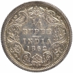 Silver Quarter Rupee Coin of Victoria Queen of Bombay Mint of 1862.