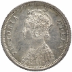 Silver Quarter Rupee Coin of Victoria Queen of Bombay Mint of 1862.