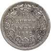 Silver Quarter Rupee Coin of Victoria Queen of Bombay Mint of 1862.