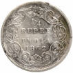 Silver Quarter Rupee Coin of Victoria Queen of Bombay Mint of 1862.