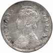 Silver Quarter Rupee Coin of Victoria Queen of Calcutta Mint of 1862.