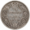 Silver Quarter Rupee Coin of Victoria Queen of Calcutta Mint of 1875.