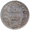 Silver Quarter Rupee Coin of Victoria Empress of Calcutta Mint of 1881.