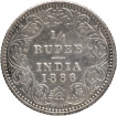 Silver Quarter Rupee Coin of Victoria Empress of Bombay Mint of 1886.