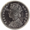 Silver Quarter Rupee Coin of Victoria Empress of Bombay Mint of 1888.