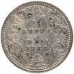 Silver Quarter Rupee Coin of Victoria Empress of Calcutta Mint of 1889.