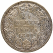 Silver Quarter Rupee Coin of Victoria Empress of Bombay Mint of 1891.