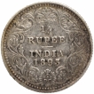 Silver Quarter Rupee Coin of Victoria Empress of Calcutta Mint of 1893.