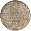 Silver Quarter Rupee Coin of Victoria Empress of Calcutta Mint of 1898.